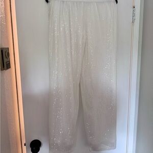 12th Tribe Soirée White Sequin Wide Leg Pants